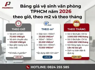 Bảng gi&aacute; vệ sinh văn ph&ograve;ng TPHCM: Cập nhật chi ph&iacute; mới nhất 2026 