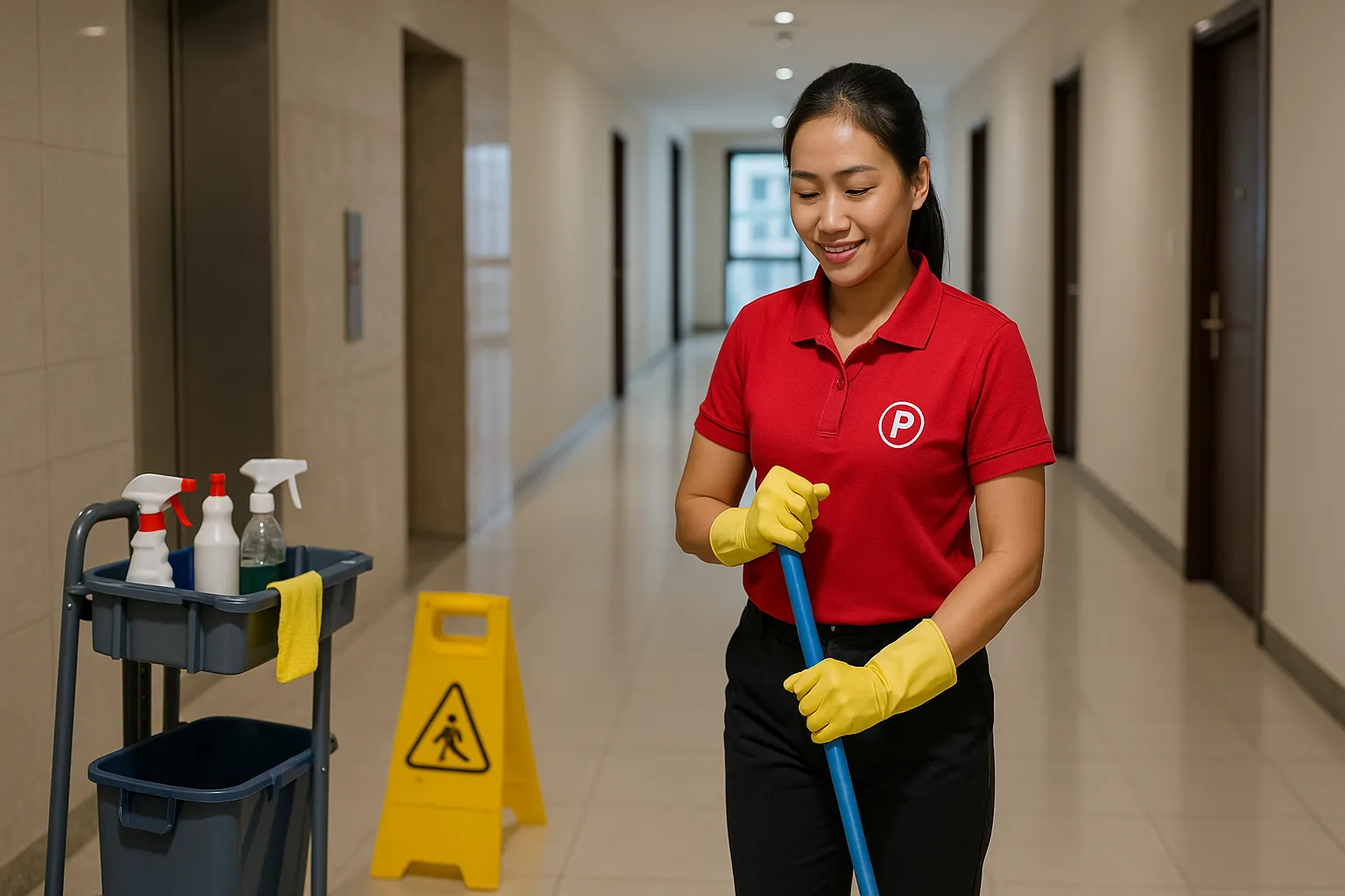 nhân viên vệ sinh căn hộ chung cư