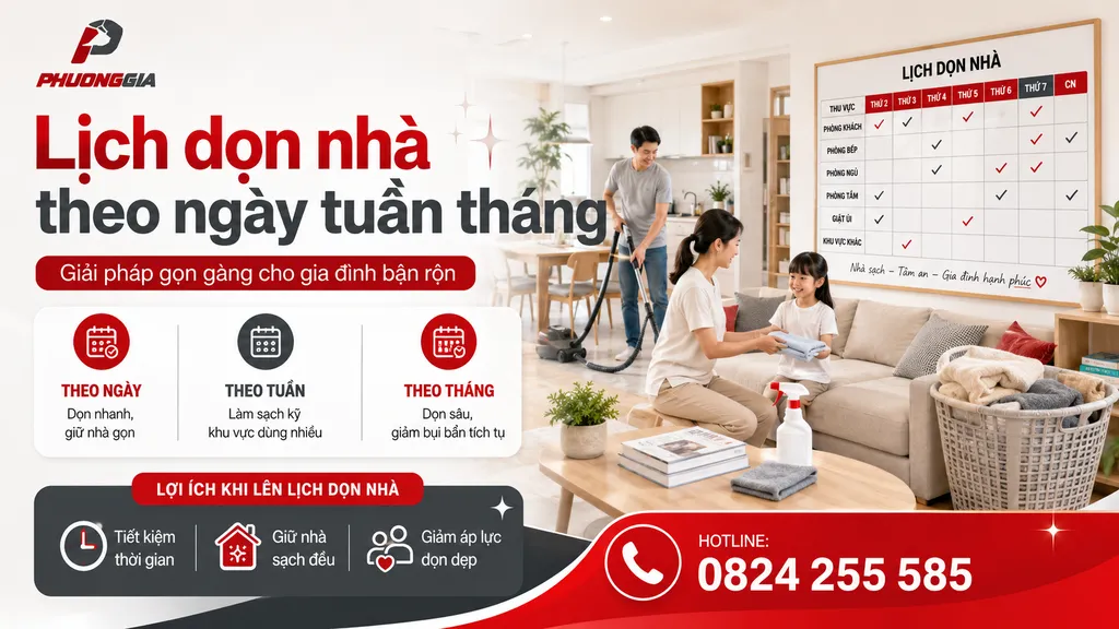 Lịch dọn nhà theo ngày tuần tháng cho gia đình bận rộn