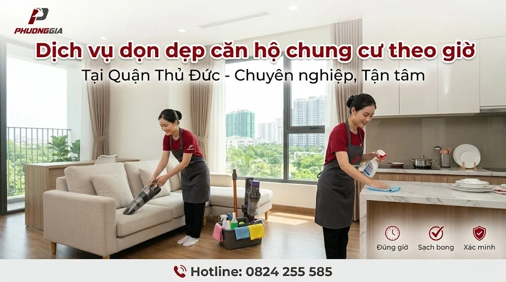 2 Nhân viên dọn dẹp căn hộ chung cư theo giờ tại Thủ Đức