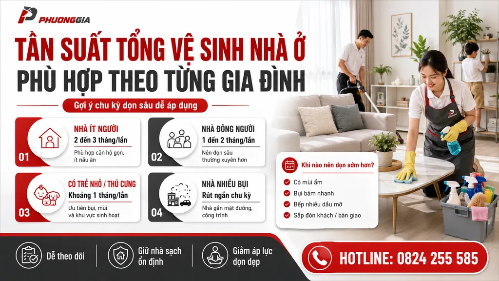 Tần suất tổng vệ sinh nhà ở phù hợp theo từng gia đình
