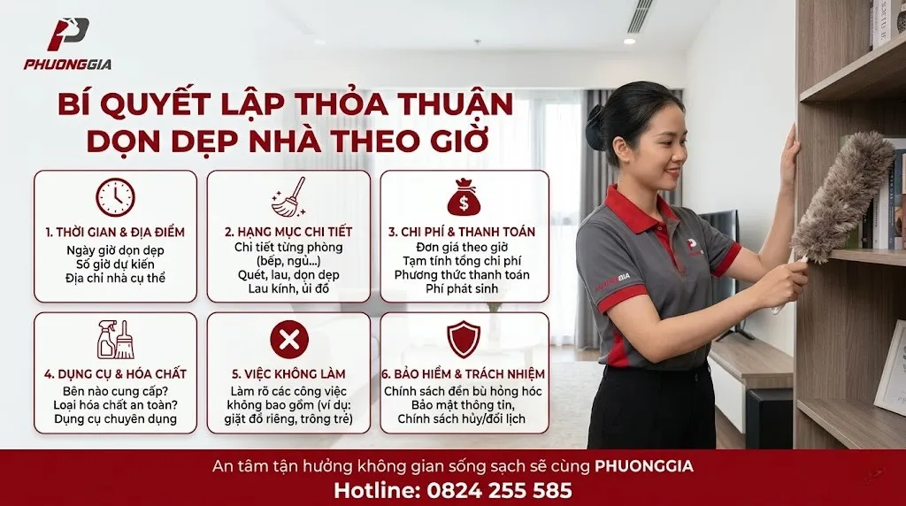 Thỏa thuận công việc trước khi thuê người dọn dẹp nhà theo giờ