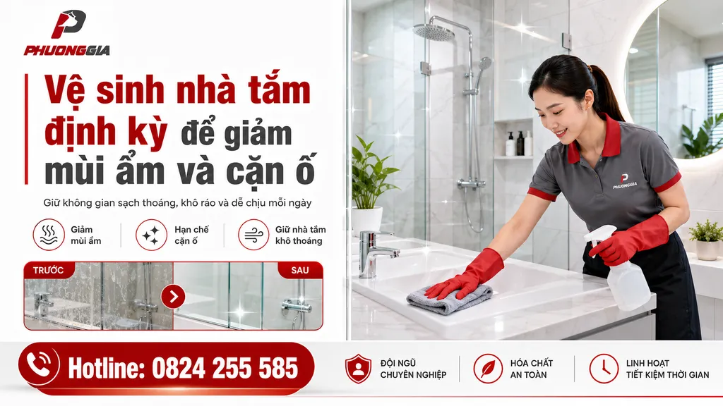 Vệ sinh nhà tắm định kỳ để giảm mùi ẩm và cặn ố