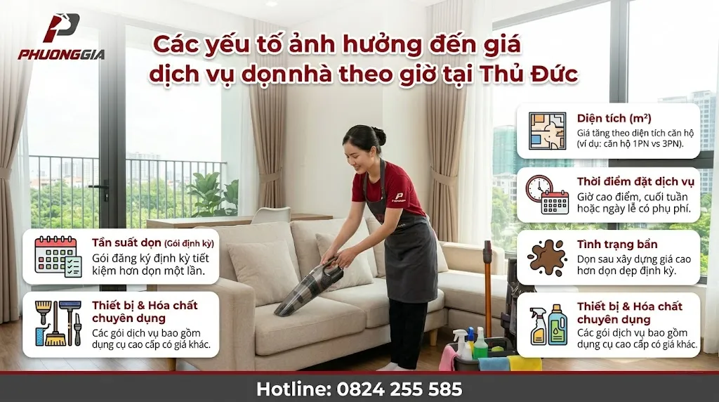 Các yếu tố ảnh hưởng đến giá dịch vụ dọn nhà theo giờ tại Thủ Đức
