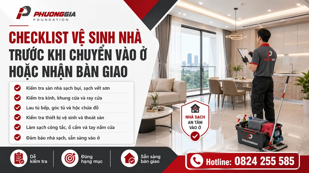 Checklist vệ sinh nhà trước khi chuyển vào ở hoặc nhận bàn giao