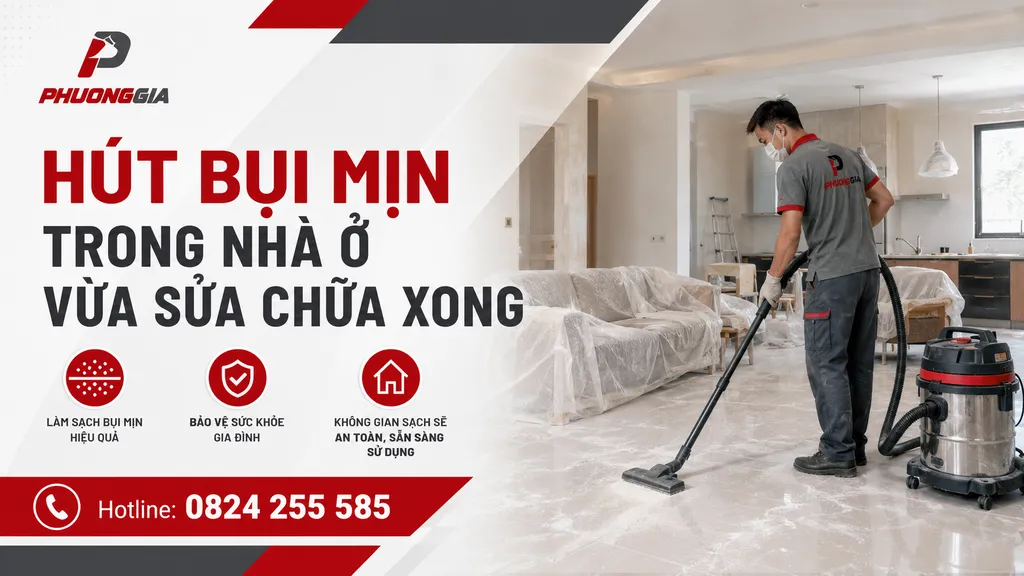 Hút bụi mịn trong nhà ở vừa sửa chữa xong