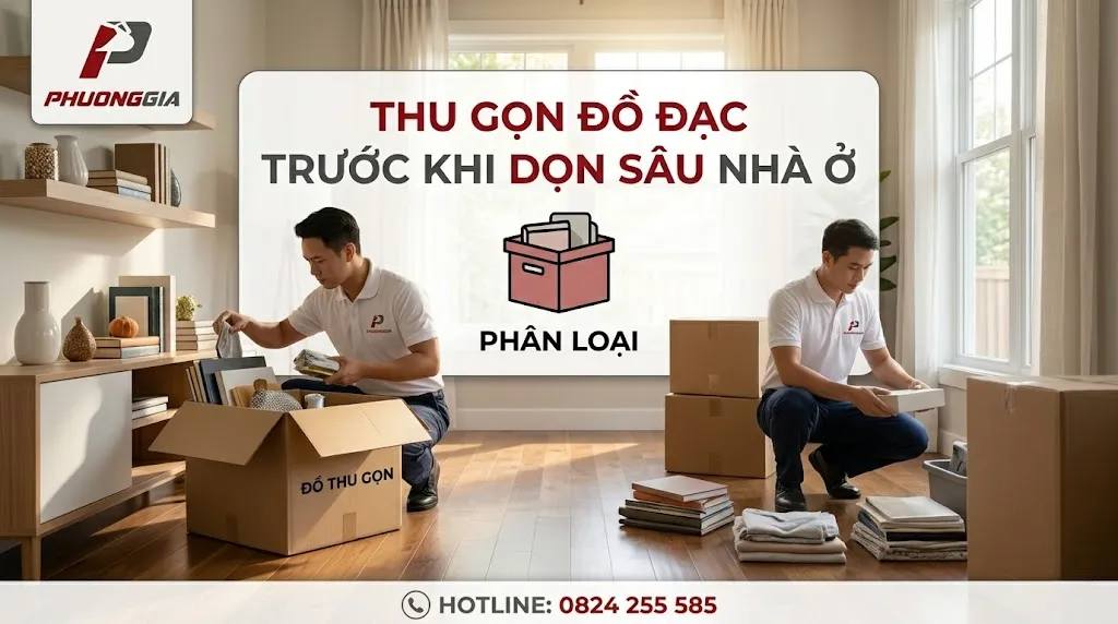 Thu gọn đồ đạc trước khi bắt đầu dọn nhà sạch sâu