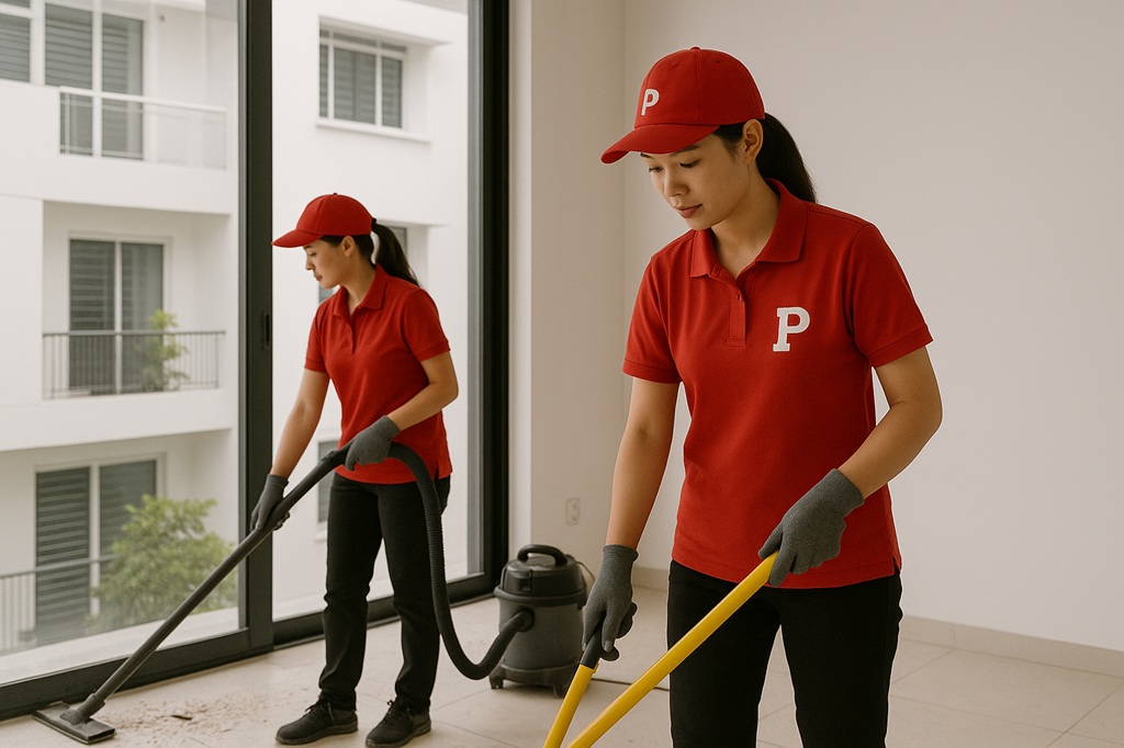 nhân viên vệ sinh công trình tại Phương Gia