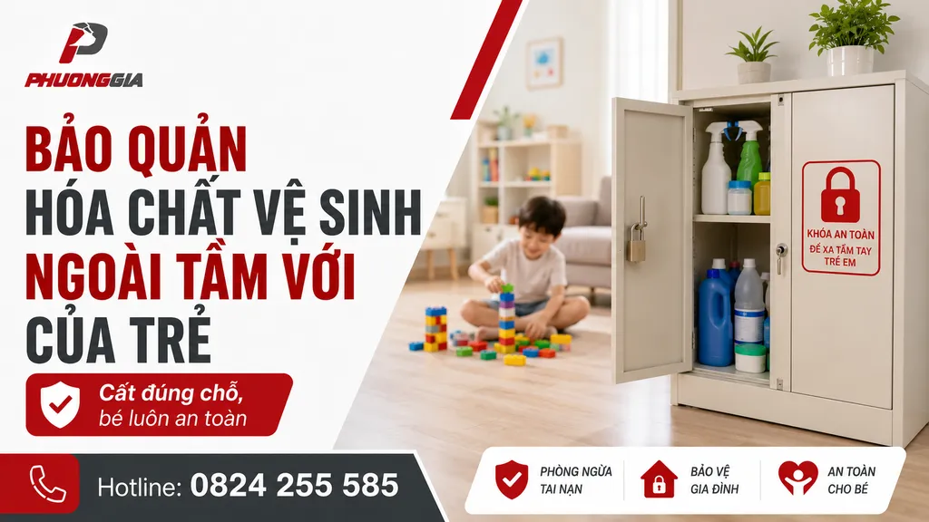 Bảo quản hóa chất vệ sinh ngoài tầm với của trẻ