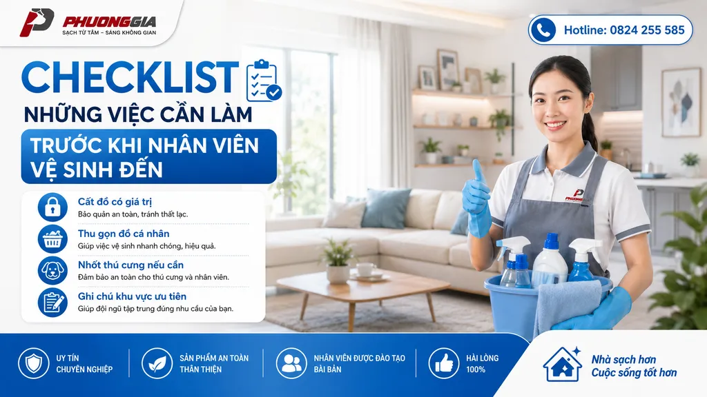 Checklist những việc cần làm trước khi nhân viên vệ sinh đến