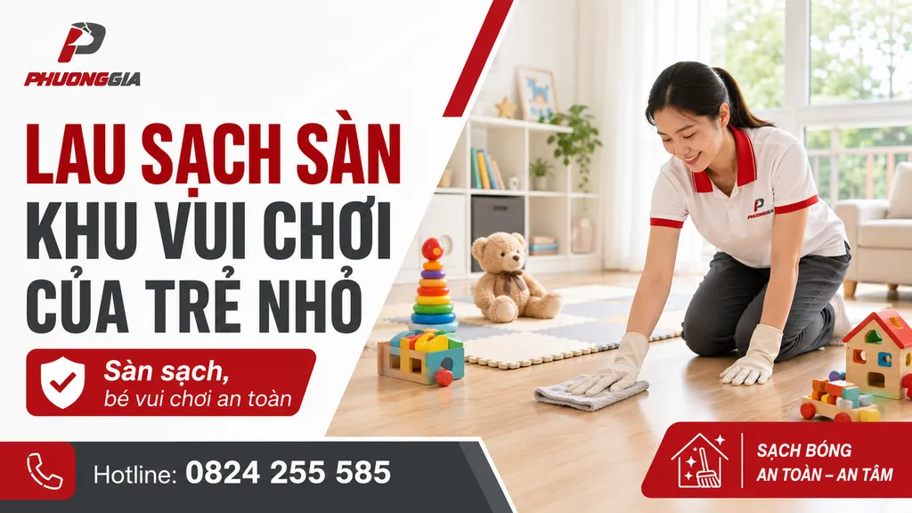 Lau sạch sàn khu vui chơi của trẻ nhỏ