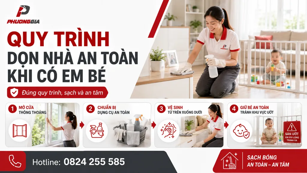 Quy trình dọn nhà an toàn khi có em bé