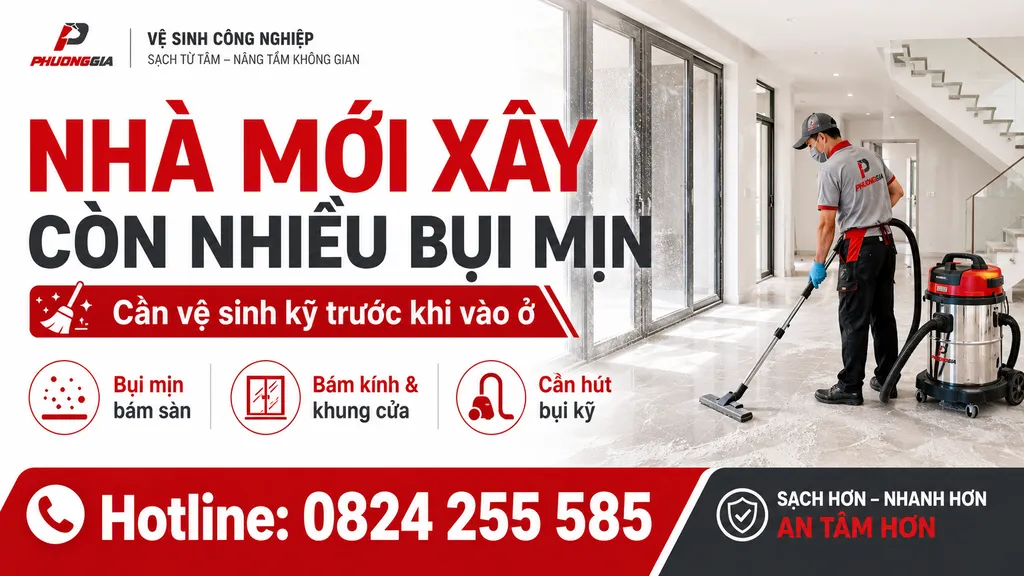 Hiện trạng nhà mới xây còn nhiều bụi mịn cần vệ sinh