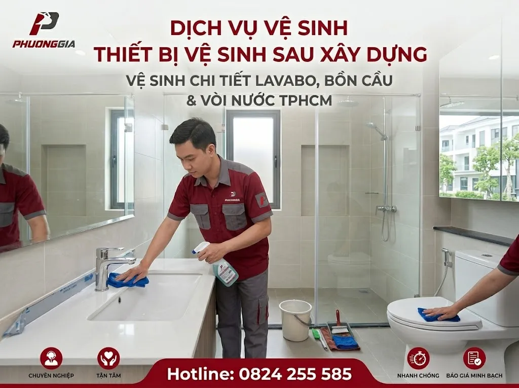 Vệ sinh lavabo, bồn cầu và vòi nước sau khi hoàn thiện công trình