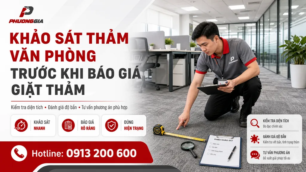 Khảo sát thảm văn phòng trước khi báo giá giặt thảm