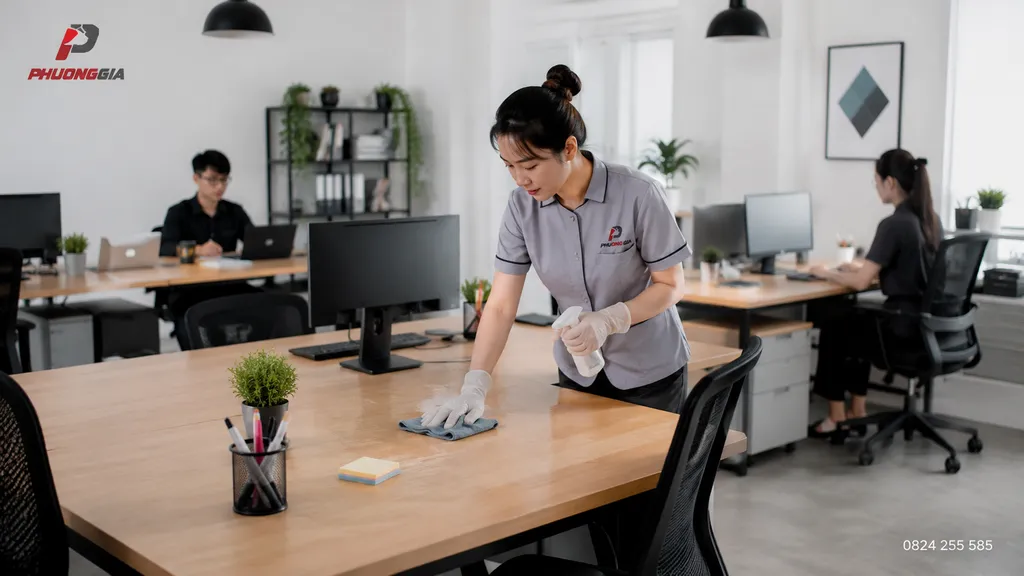 Lau bàn làm việc trong văn phòng nhỏ ít nhân sự