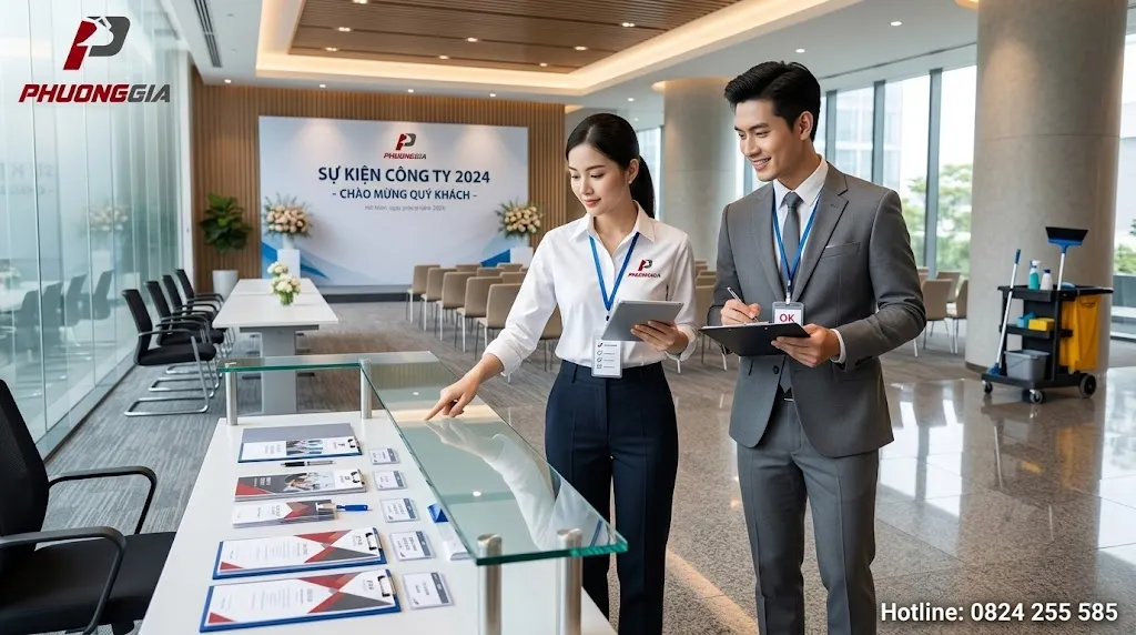 Nghiệm thu vệ sinh văn phòng trước giờ sự kiện