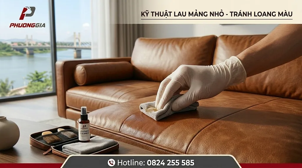Lau mỏng theo mảng nhỏ để tránh loang màu