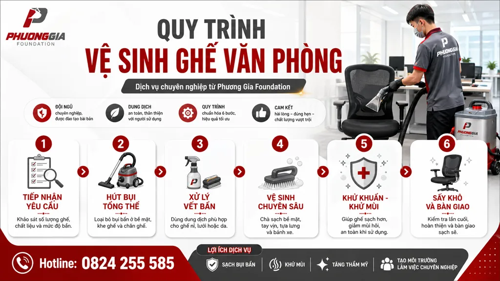 Quy trình vệ sinh ghế văn phòng nhanh gọn ít ảnh hưởng nhân sự
