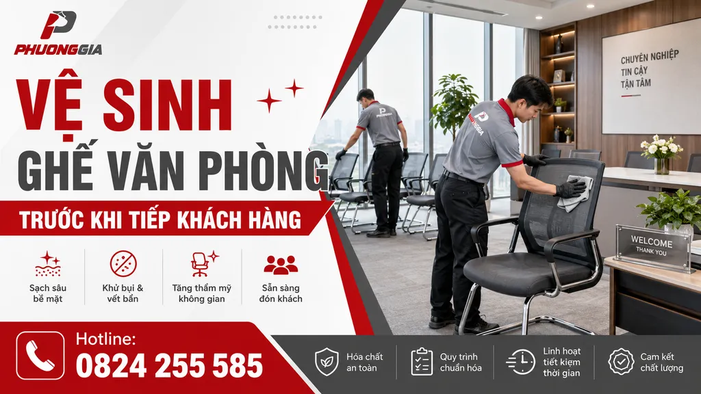 Vệ sinh ghế văn phòng trước khi tiếp khách hàng