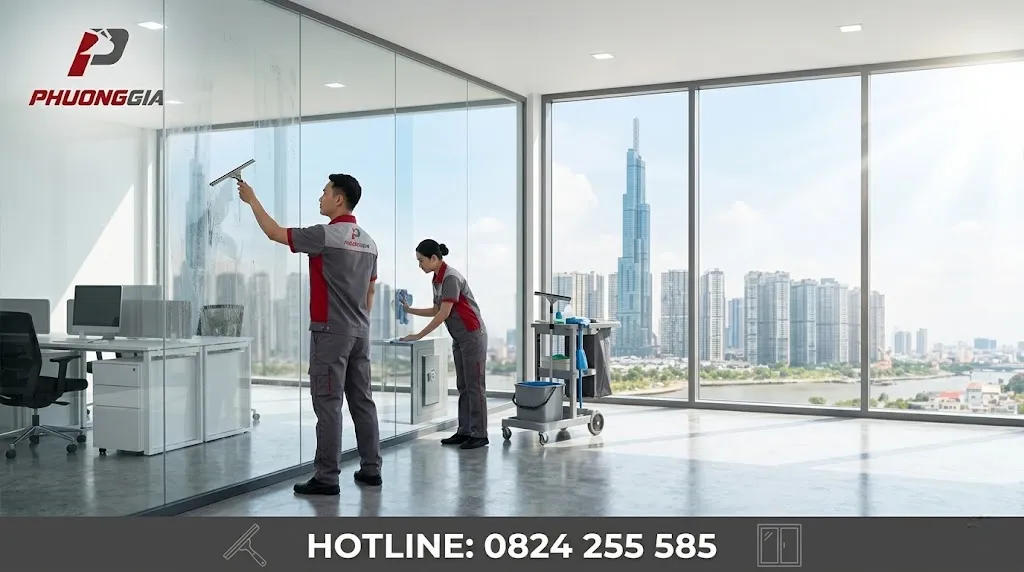 Vệ sinh cửa kính văn phòng giúp không gian sáng và sạch hơn