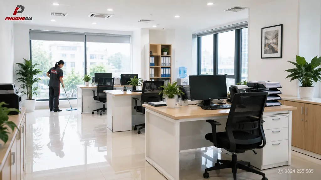 Vệ sinh văn phòng nhỏ dưới 100m² sạch gọn và chuyên nghiệp