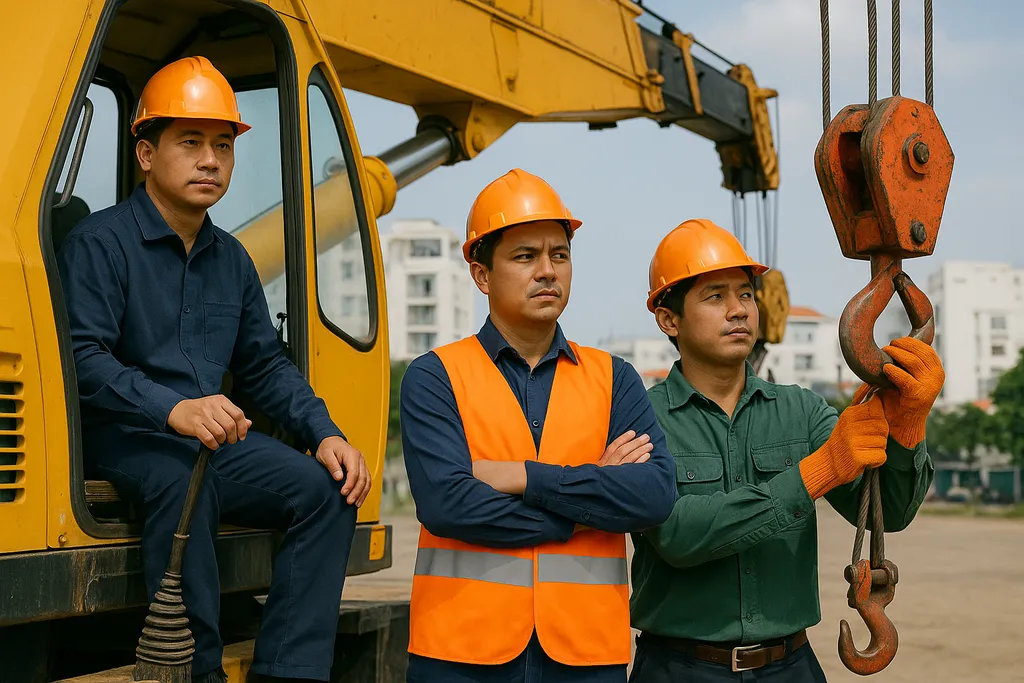 Năng lực nhân sự: người điều khiển, chỉ huy nâng hạ và người móc cáp