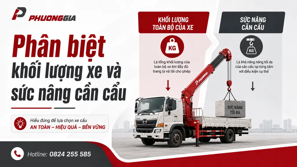 Phân biệt khối lượng toàn bộ của xe với sức nâng cần cẩu