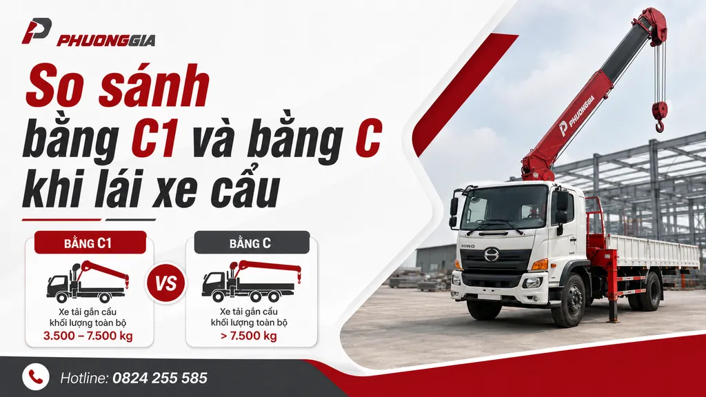 So sánh phạm vi bằng C1 và bằng C khi lái xe cẩu
