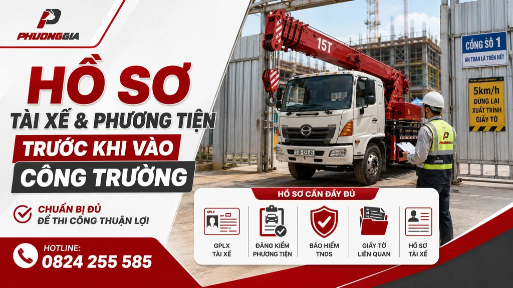 Bộ hồ sơ tài xế và phương tiện trước khi xe cẩu vào công trường