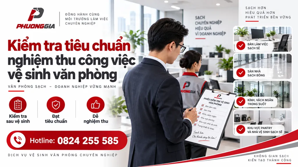 Kiểm tra tiêu chuẩn nghiệm thu công việc vệ sinh văn phòng