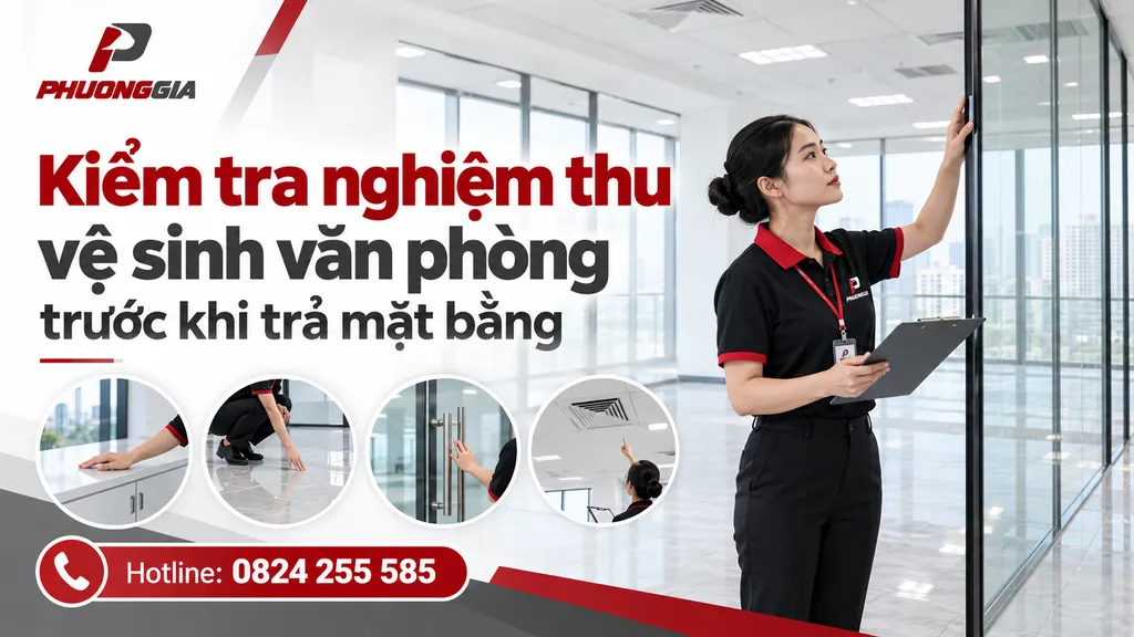 Kiểm tra nghiệm thu vệ sinh văn phòng trước khi trả mặt bằng