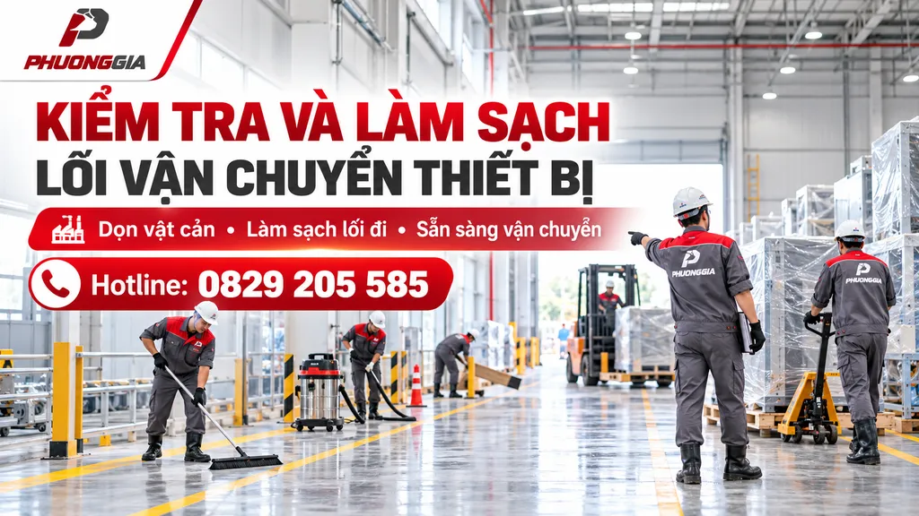 Kiểm tra và làm sạch lối vận chuyển thiết bị trong nhà xưởng