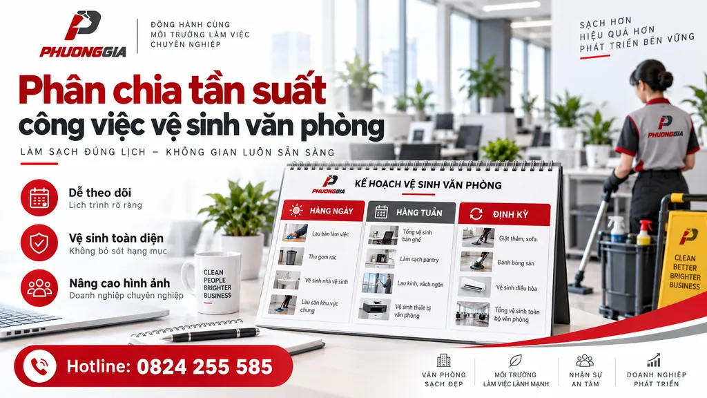 Phân chia tần suất công việc vệ sinh văn phòng