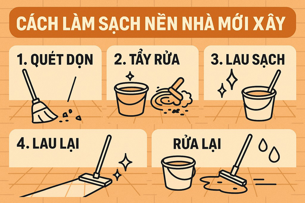 Cách làm sạch nền nhà mới xây
