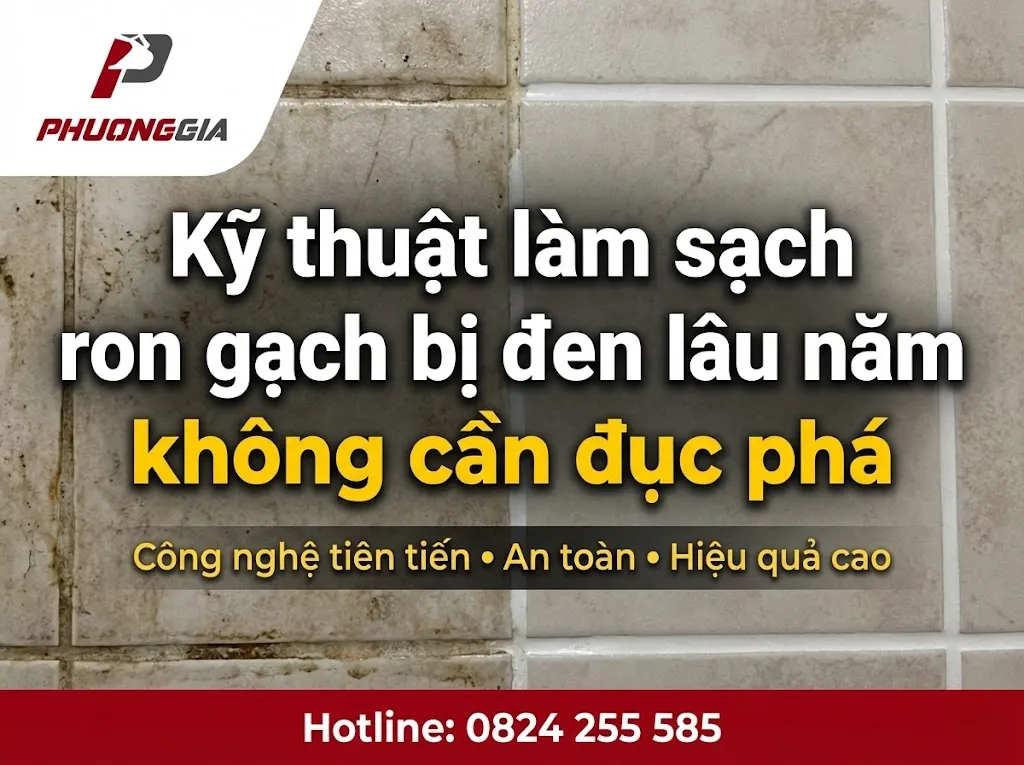 Kỹ thuật làm sạch ron gạch bị đen lâu năm không cần đục phá
