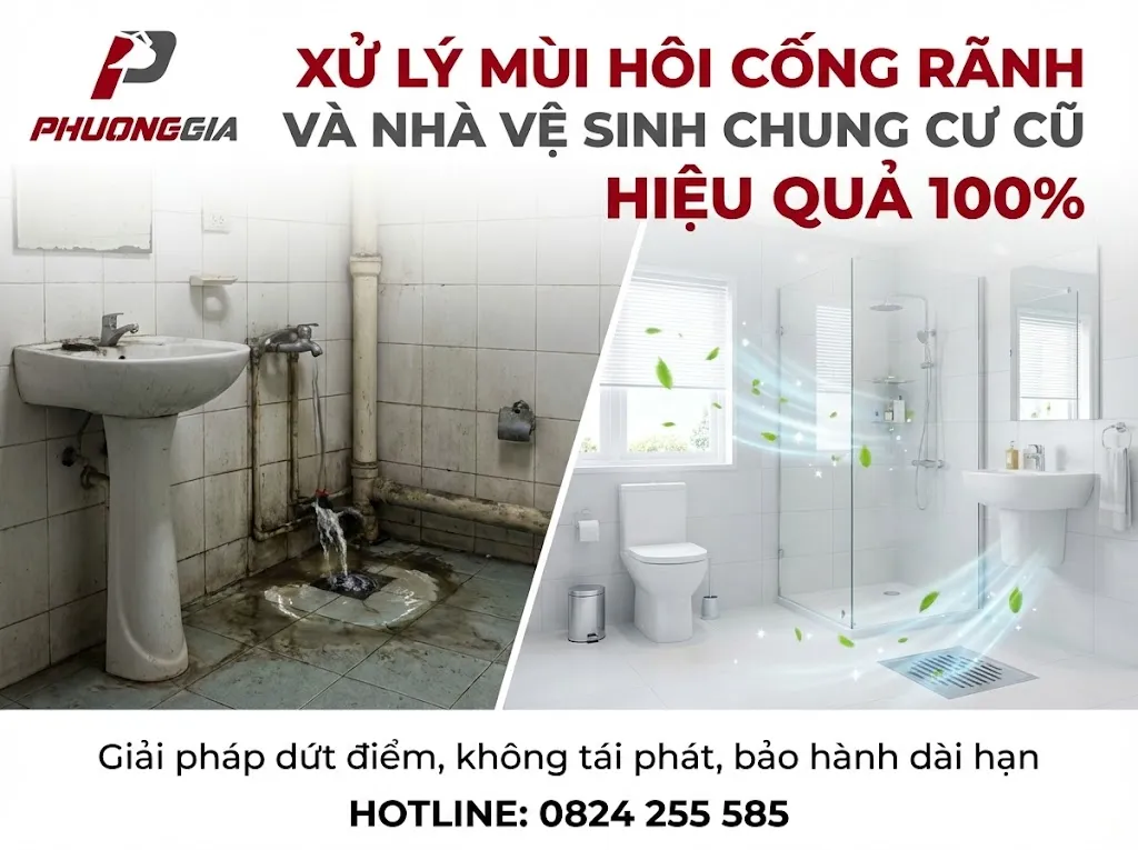 xử lý mùi hôi cống rãnh và nhà vệ sinh chung cư cũ